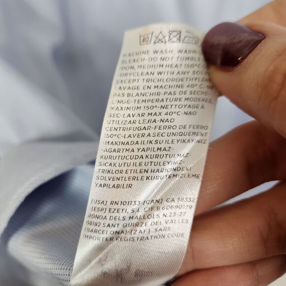 ERMENEGILDO ZEGNA Shirt Mens Medium Blue Button Tailored Fit Dress Shirt - Picture 8 of 9